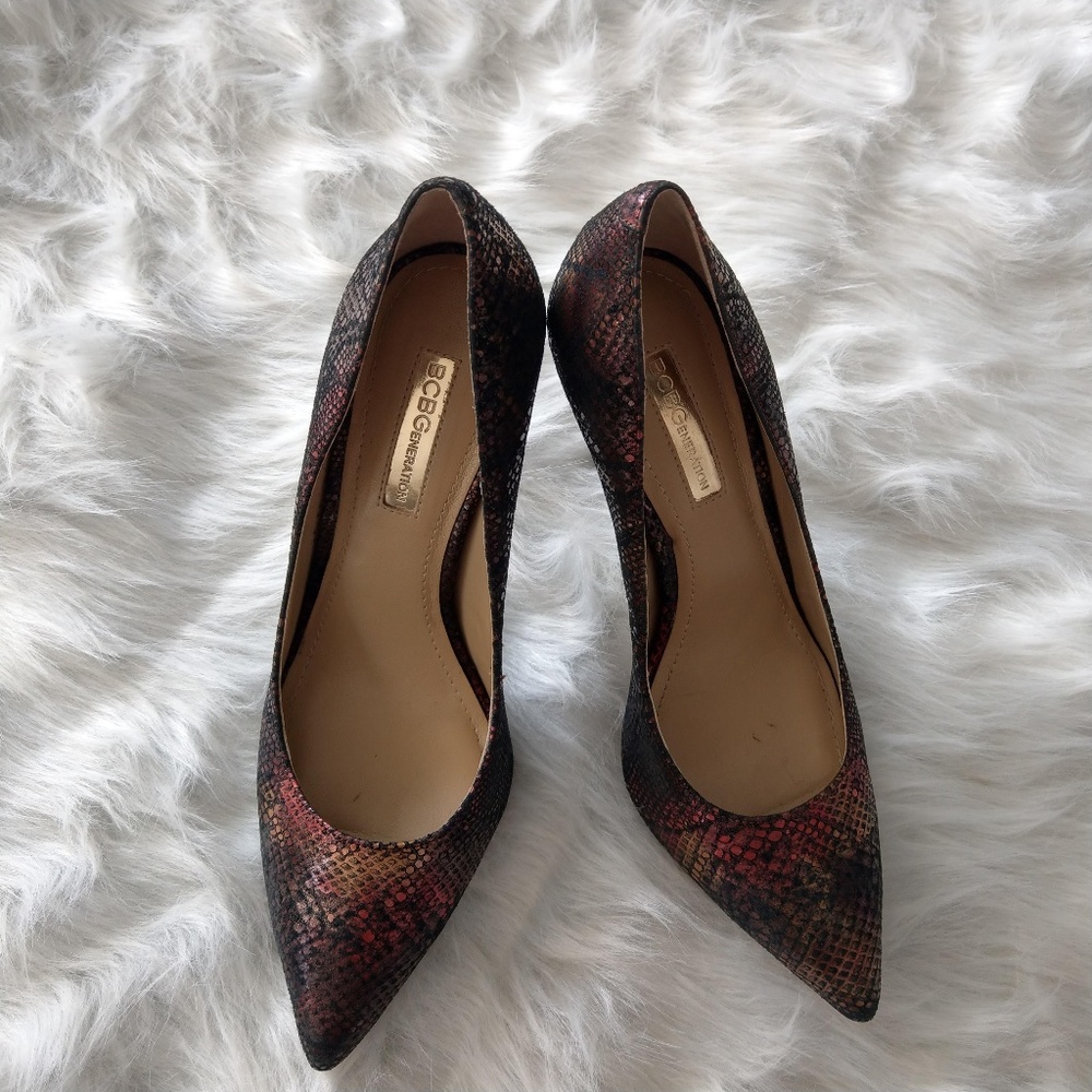 BCBGeneration Snakeskin Stilettos